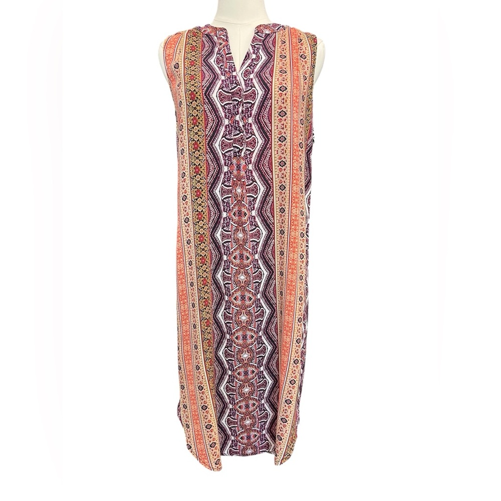 🤎🧡💜 EUC CABLE & GAUGE Boho Sleeveless Shirt Dress | Women’s Sz M